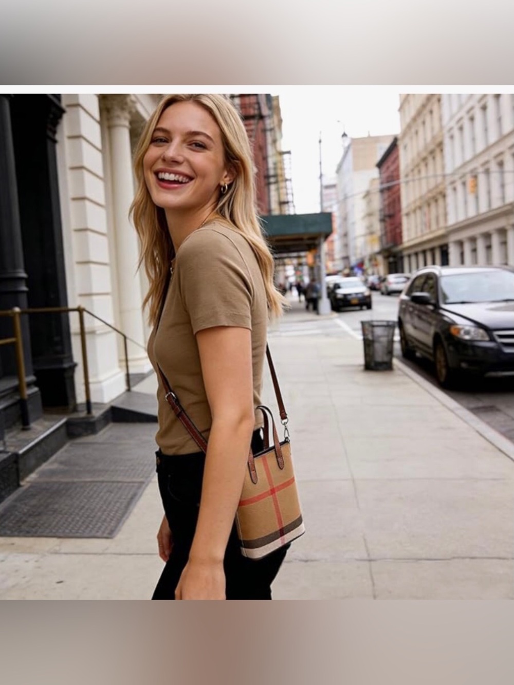 Women’s Brown Tan Bucket Crossbody Bag